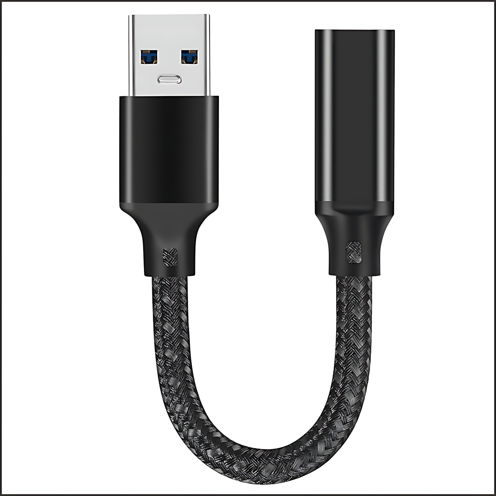 USB male to Type-C female adapter, USB 3.2A to C converter, dual-sided 10Gbps extension cable, short length.