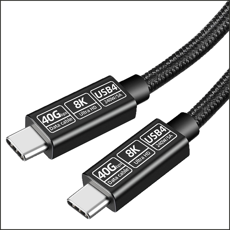 USB4 data cable for 40G high-speed transmission of 8k video, compatible with Thunderbolt 4, multi-functional data cable of type C, fast charging capability