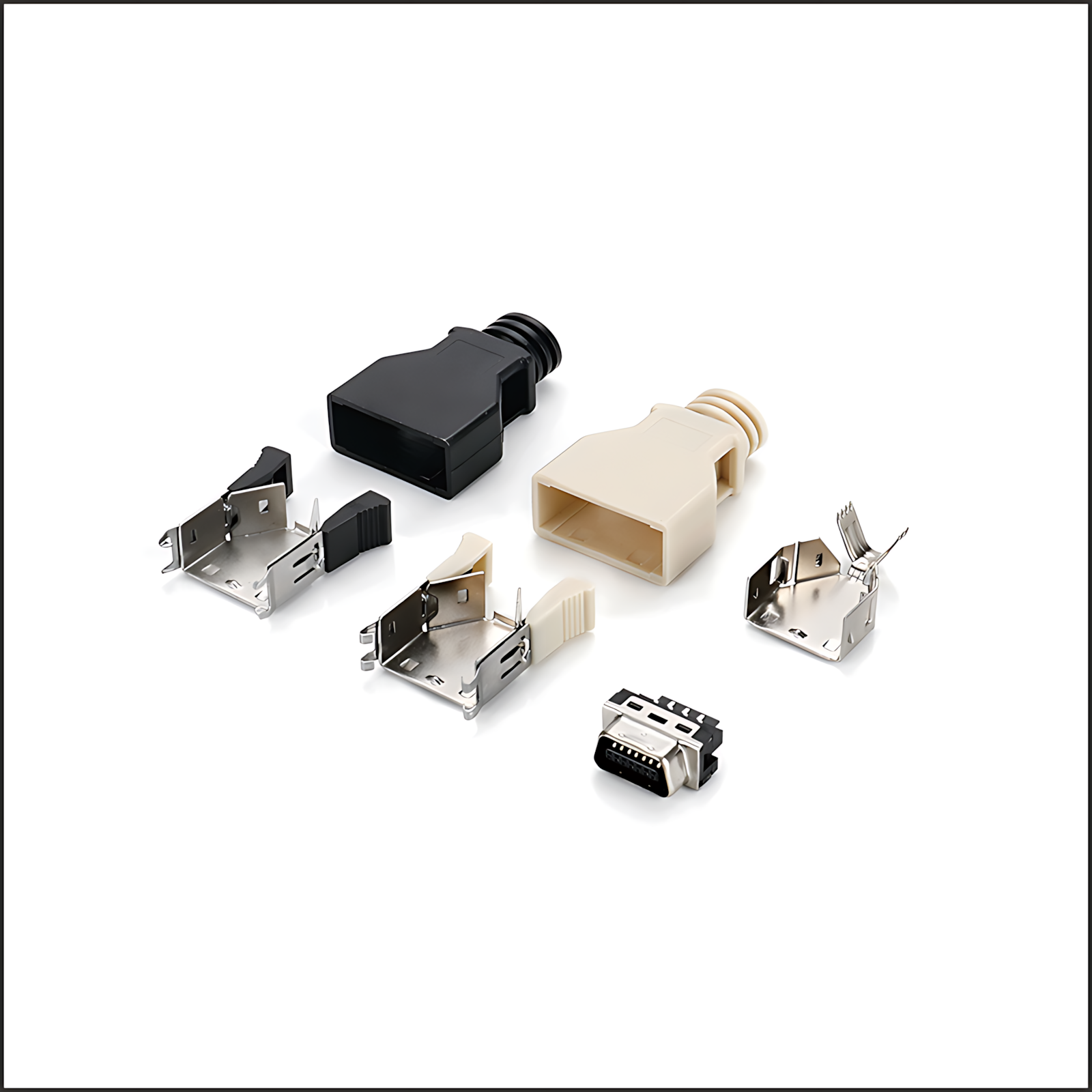 SCSI connector/MCR ribbon cable: SCSI 14P MALE wire-welded plastic shell assembly with snap-on clips