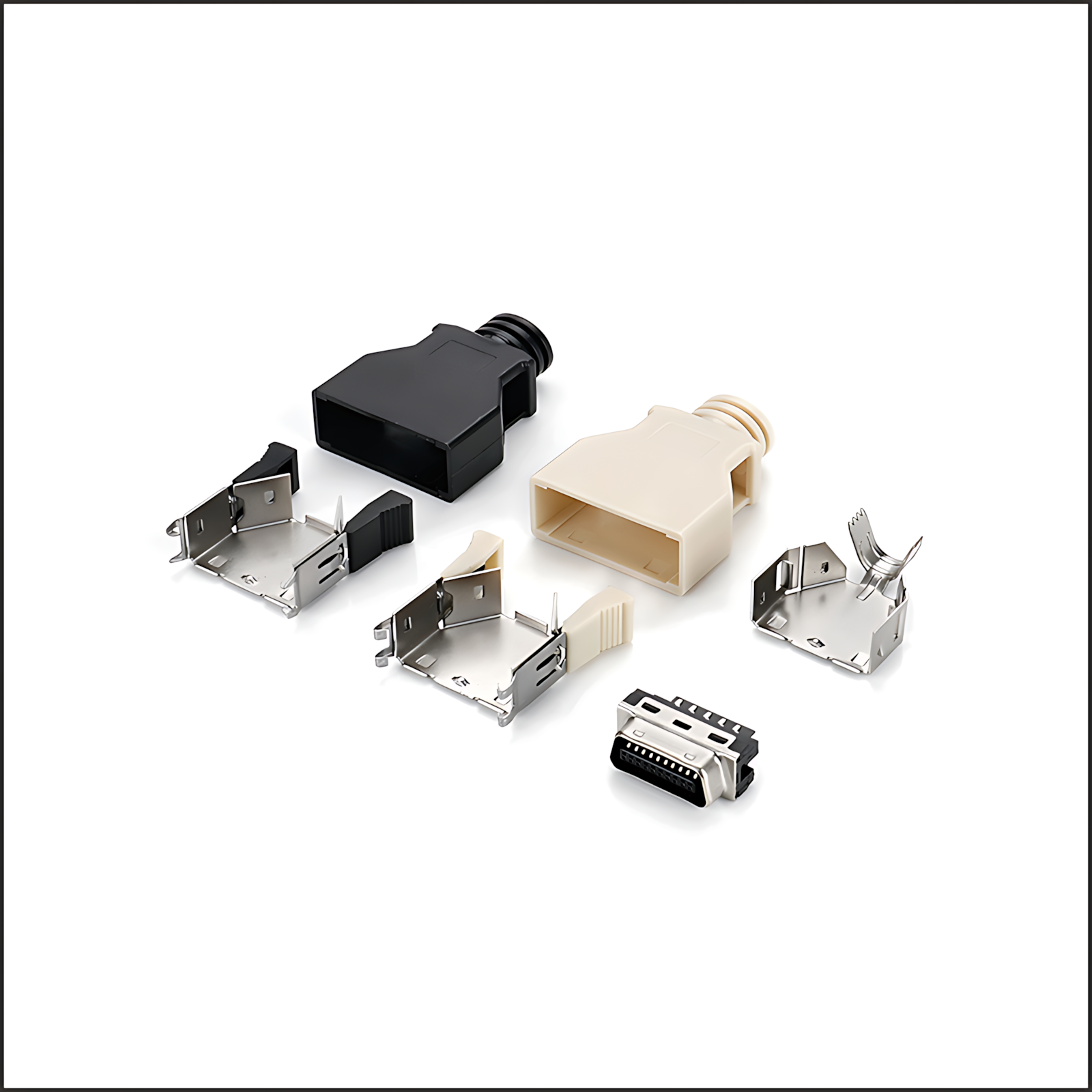 SCSI connector/MCR ribbon cable: SCSI 20P MALE wire-welded plastic housing assembly with snap-on clips