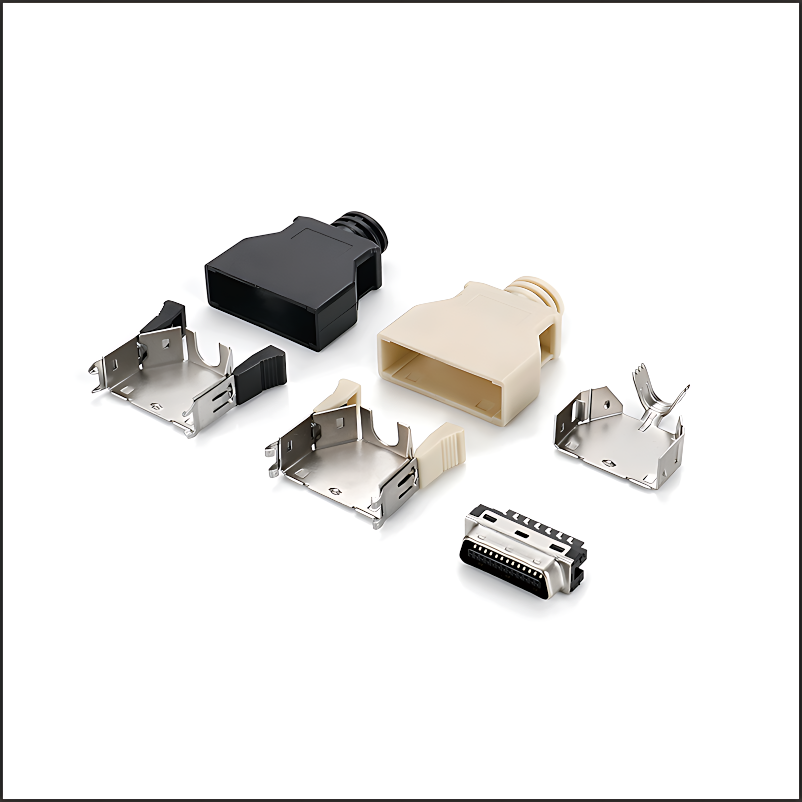 SCSI connector/MCR ribbon cable: SCSI 26P MALE wire-welded plastic shell assembly with snap-on clips