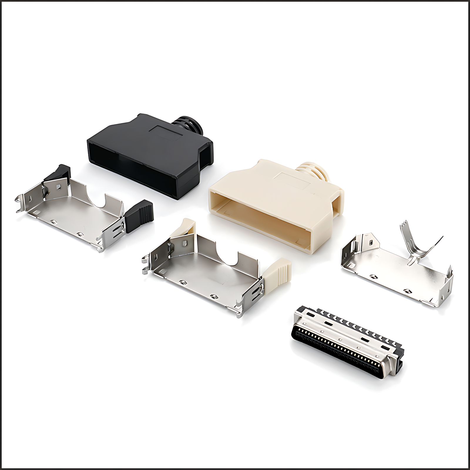 SCSI connector/MCR ribbon cable: SCSI 36P MALE wire-welded plastic shell assembly with snap-on clips