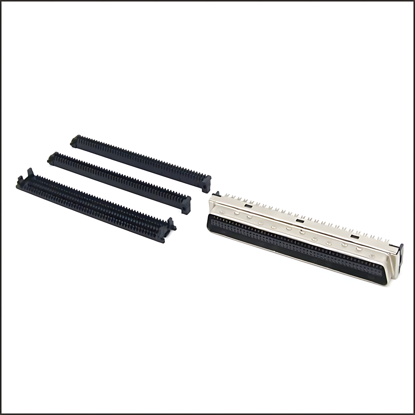 SCSI connector/MCR ribbon: SCSI 100P connector punctures the assembly body