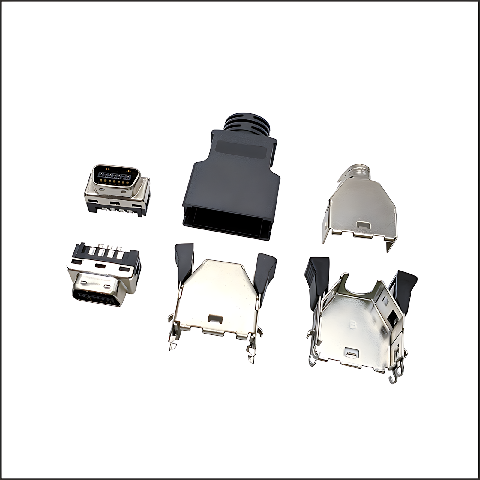 SCSI connector/MCR ribbon cable: SCSI 14P MALE wire-welded plastic housing assembly with snap-on wide solder cup