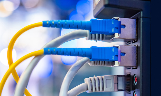 LAN cable connected to the server