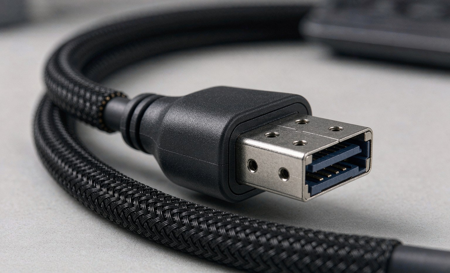 Industrial USB cable with molded strain relief and metal connector