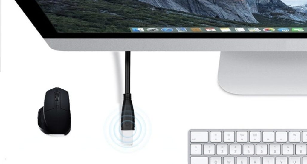 3.1 Type-C Male to Female connect the computer mouse