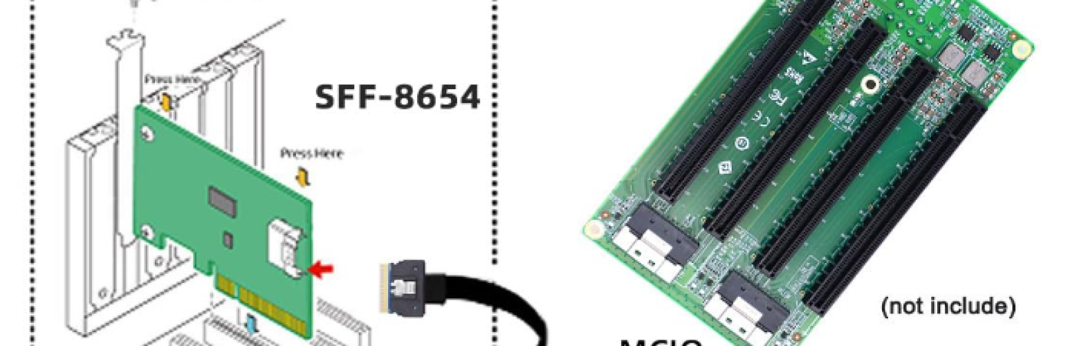 SFF-8654 to PCle Slimline 8i Cable